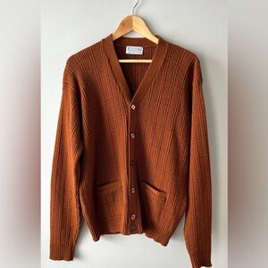 Vintage Sears Men's Rust Coloured Cardigan Sweater Size Large -eclectic grandpa
